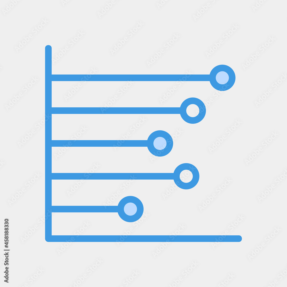 Vector illustration of line chart icon in blue style for any projects Vector illustration of line chart icon in blue style for any projects