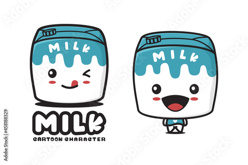 cute milk box mascot