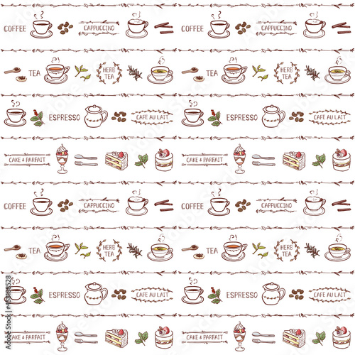 カフェメニュー　背景素材　手描き　線画　カラー