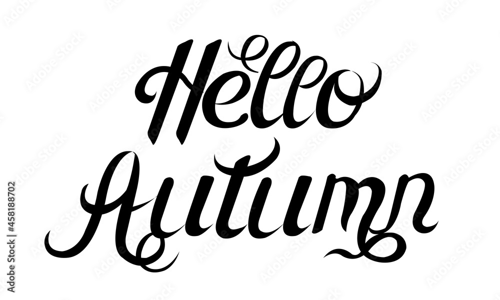 Autumn Text Isolated White Background, Vector Illustration