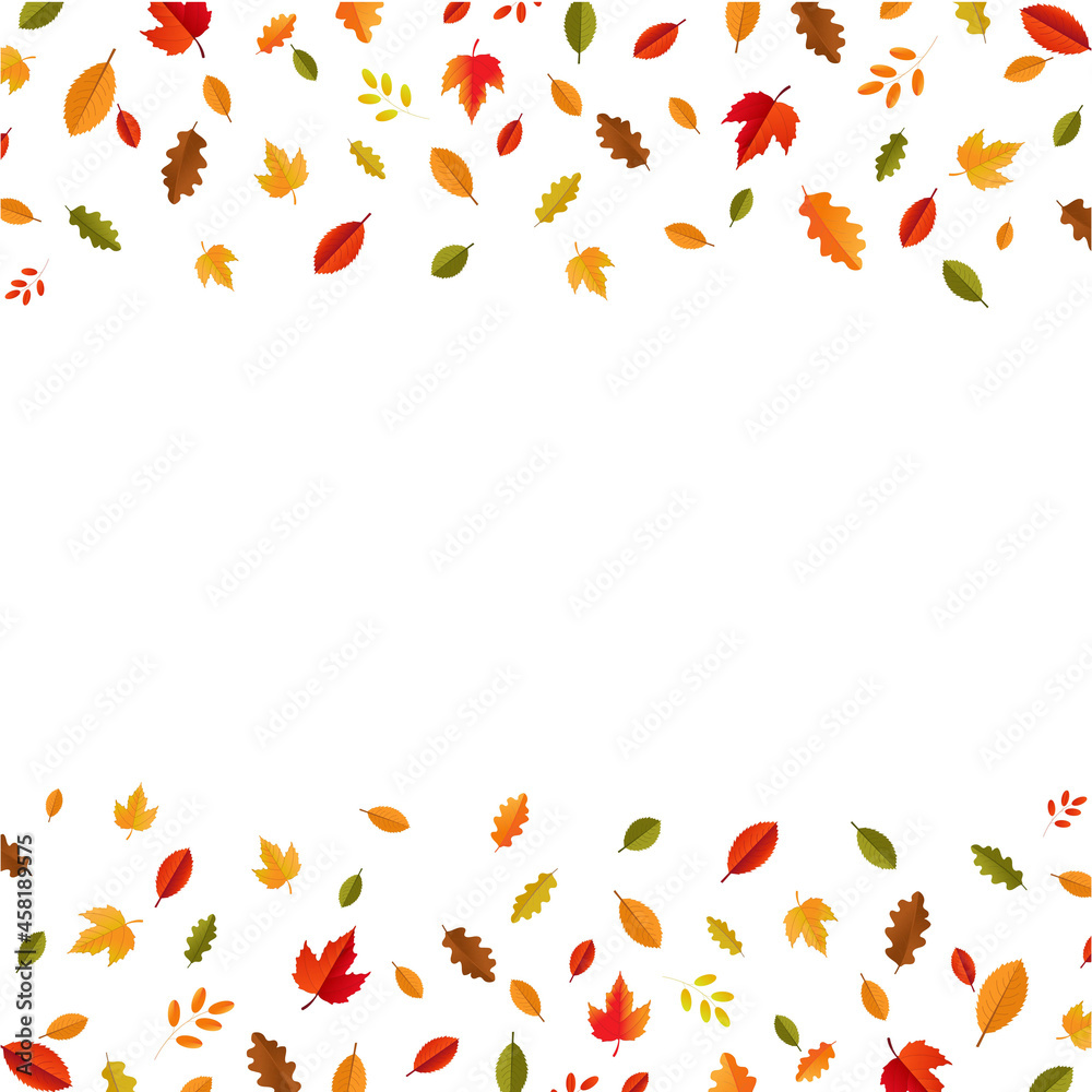Autumn Card With Leaves And Text With Gradient Background, Vector Illustration.