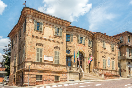 View at the Building of Town Hall in the streets of town Bra - Italy