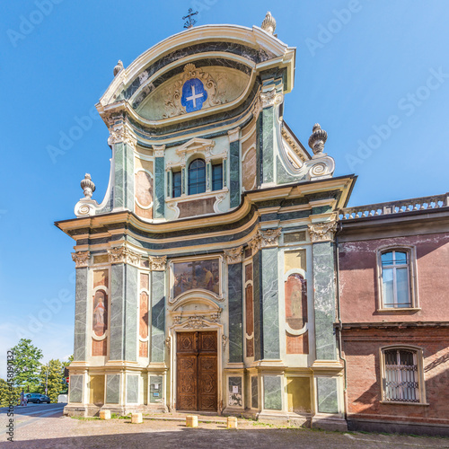 Fototapeta Naklejka Na Ścianę i Meble -  View at the Church of Santa Croce in the streets of Cuneo - Italy