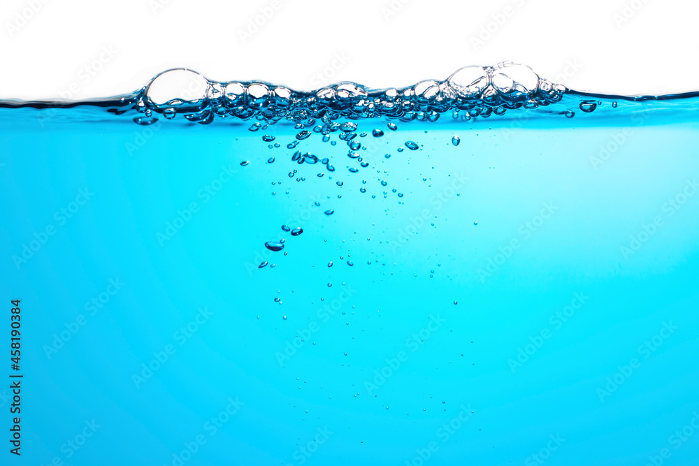 Water Surface with Ripple and Bubbles Float Up on White Background. Water Surface with Ripple and Bubbles Float Up on White Background.