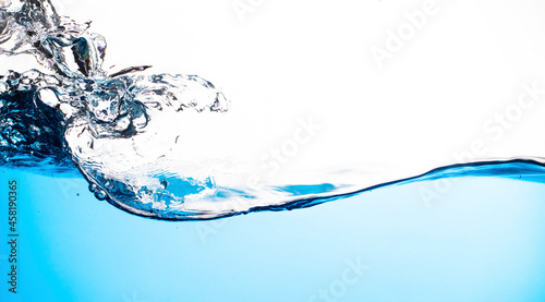 Water Wave. Blue Water Splashing on White Background
