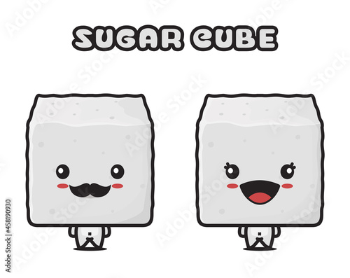 cute sugar cube mascot