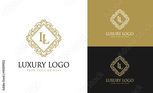 Vintage luxury ornamental logo with floral ornament. Suitable for whiskey, alcohol, beer, brewery, wine, barber shop, coffee shop, tattoo studio, salon, boutique, hotel, shop signage restaurant hotel 