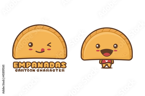 cute empanadas mascot, food cartoon illustration