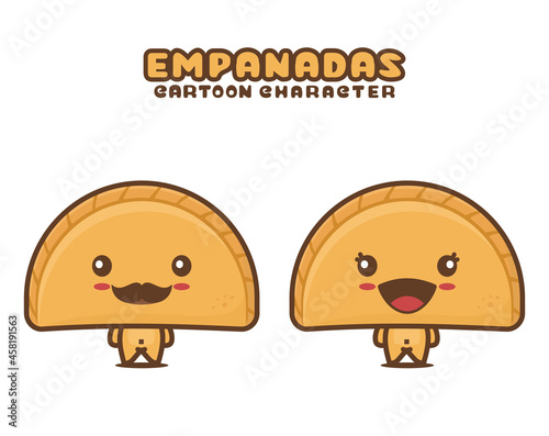 cute empanadas mascot, food cartoon illustration