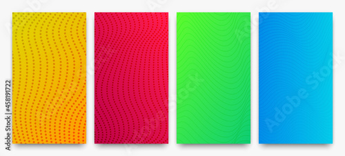 Set of halftone gradient backgrounds with dots