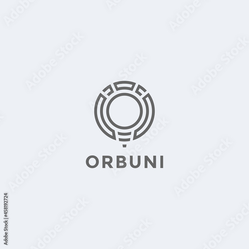 letter O logo with bulb icon, monogram line design initial O and bulb.