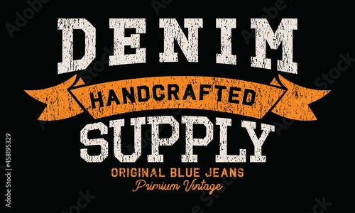 Denim supply Original College Vintage varsity vector tee shirt graphics and grunge artwork