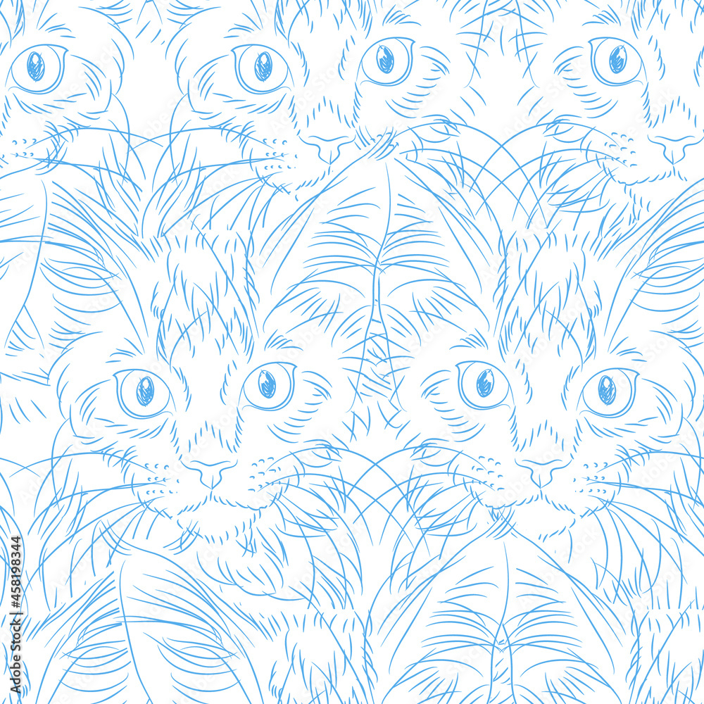 Naklejka premium cute cats seamless pattern. pets vector background