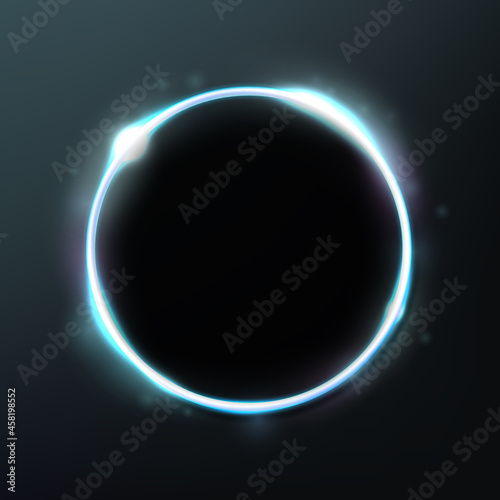 Abstract Glowing Circle isolated on dark background, Elegant Light ring. Vector Illustration