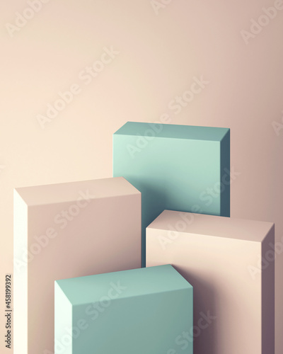 3d podium for mock up for product presentation, abstract pastel color background, 3d rendering