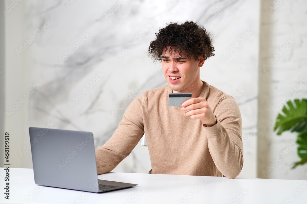 Fotografia do Stock Sad frustrated nervous indignant guy, young angry