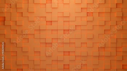 Abstract orange square background. 3D rendering cube. Modern Wallpaper.