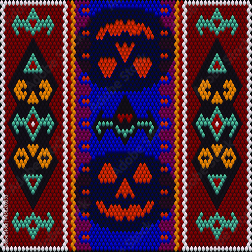  The halloween ornament is made in bright  juicy  perfectly matching colors. Ornament  mosaic  ethno  folk pattern.