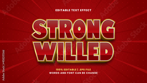 Strong willed editable text effect in modern 3d style
