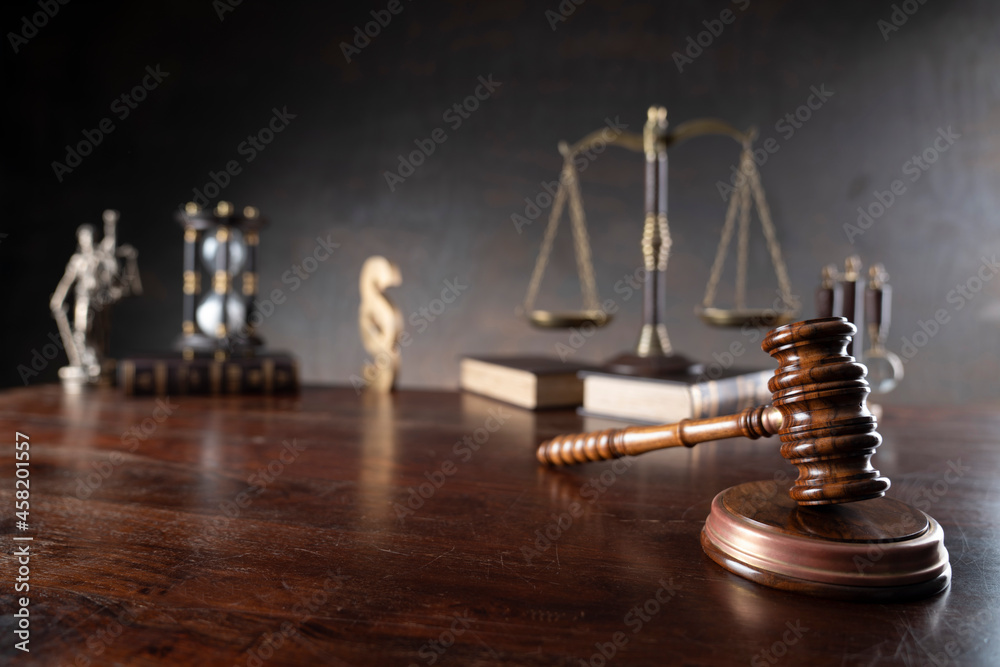 Law and justice concept. Law symbols composition: judge’s gavel, legal code and scale. Law and justice concept. Law symbols composition: judge’s gavel, legal code and scale.