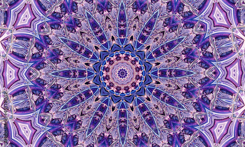 Cute Flower Kaleidoscope Portrait with Purple Blue and White Colors