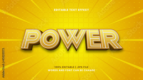 Power editable text effect in modern 3d style