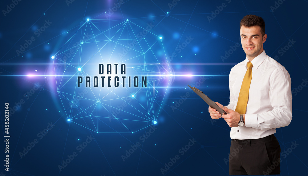 businessman thinking about security concept businessman thinking about security concept