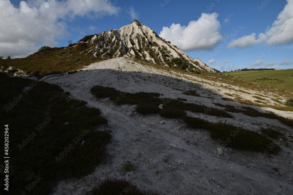 A spoil tip within the ruins of the Glynn Valley China Clay Pit Temple Bodmin Moor Cornwall