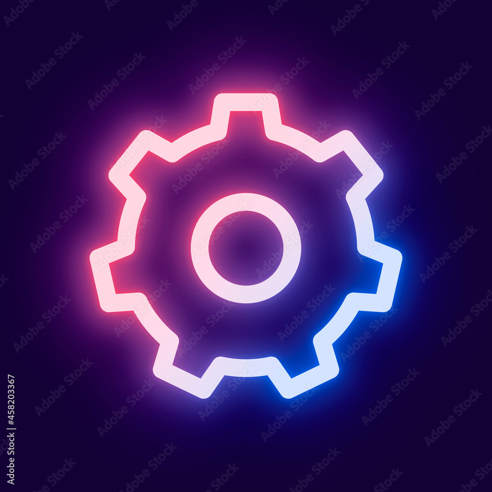 Gear setting pink icon vector for social media app neon style Gear setting pink icon vector for social media app neon style