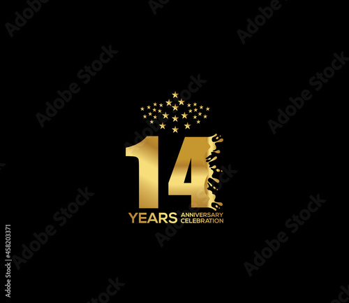 Celebration of Festivals Days 14 Year Anniversary, Invitations, Party Events, Company Based, Banners, Posters, Card Material, Gold Colors Design