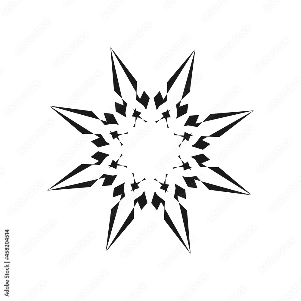 Black and white flower.Beautiful Deco Mandala Vector.Star Pattern template Black and white flower.Beautiful Deco Mandala Vector.Star Pattern template