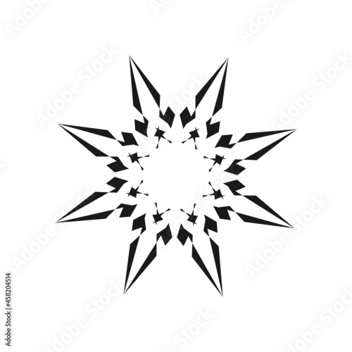 Black and white flower.Beautiful Deco Mandala Vector.Star Pattern template