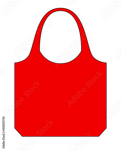 Blank Red Foldable Shopping Bag Template Vector on Gray Background.