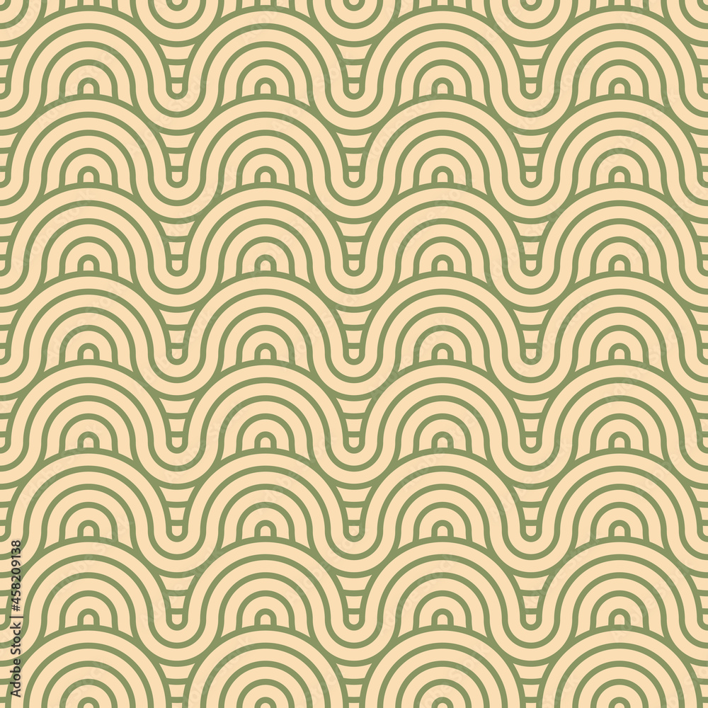 Obraz premium Asian style mandala seamless pattern. Geometric seamless ornaments for fabric, textile, paper background. Japanese motif wavy mandala pattern design.