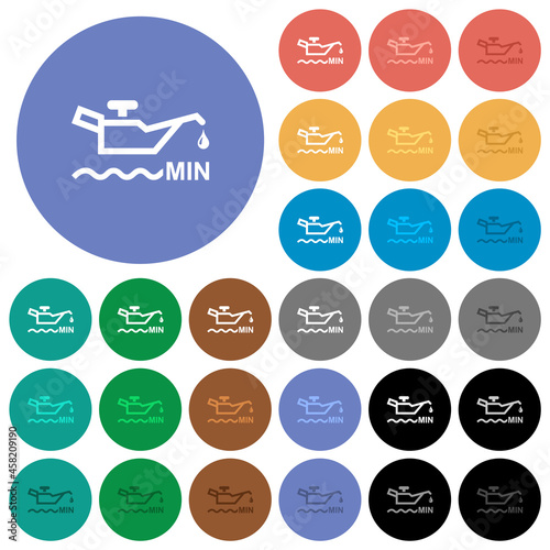 Oil level minimum indicator round flat multi colored icons