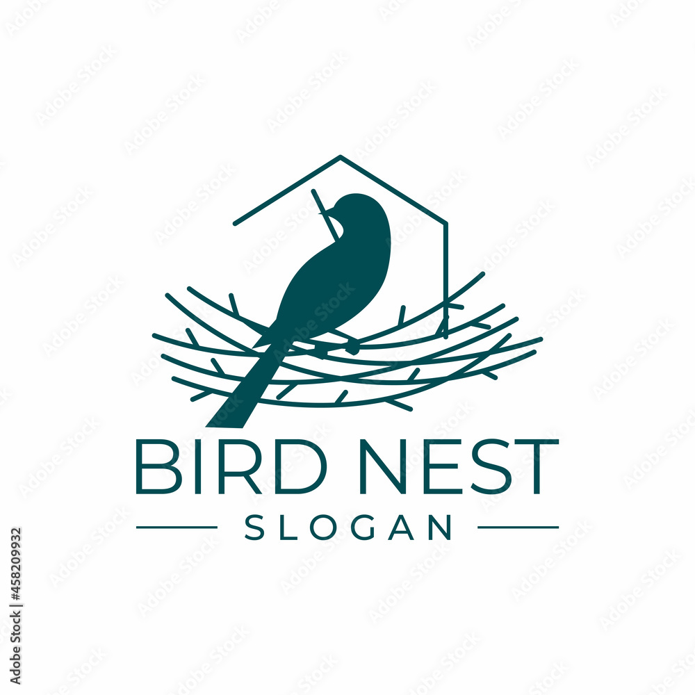 Fototapeta premium bird nest logo design vector illustration