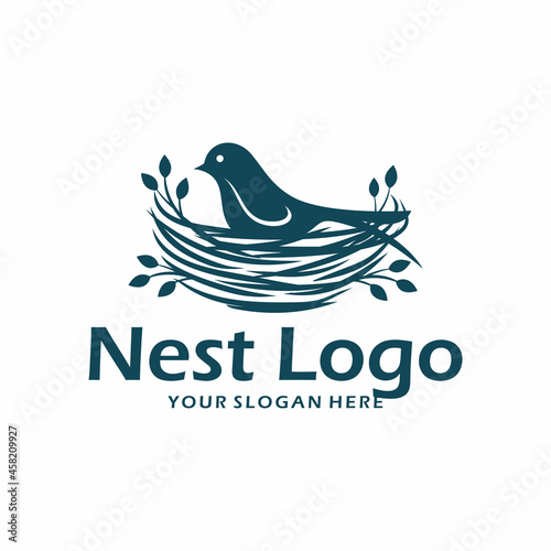 bird nest logo design vector illustration