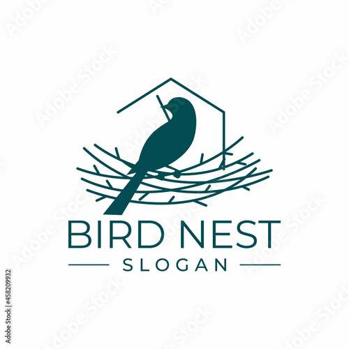 bird nest logo design vector illustration