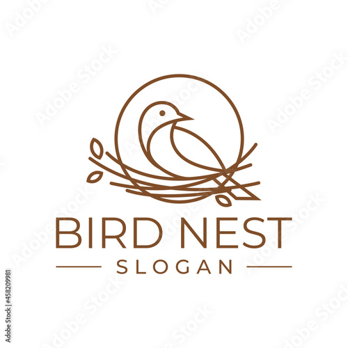 bird nest logo design vector illustration