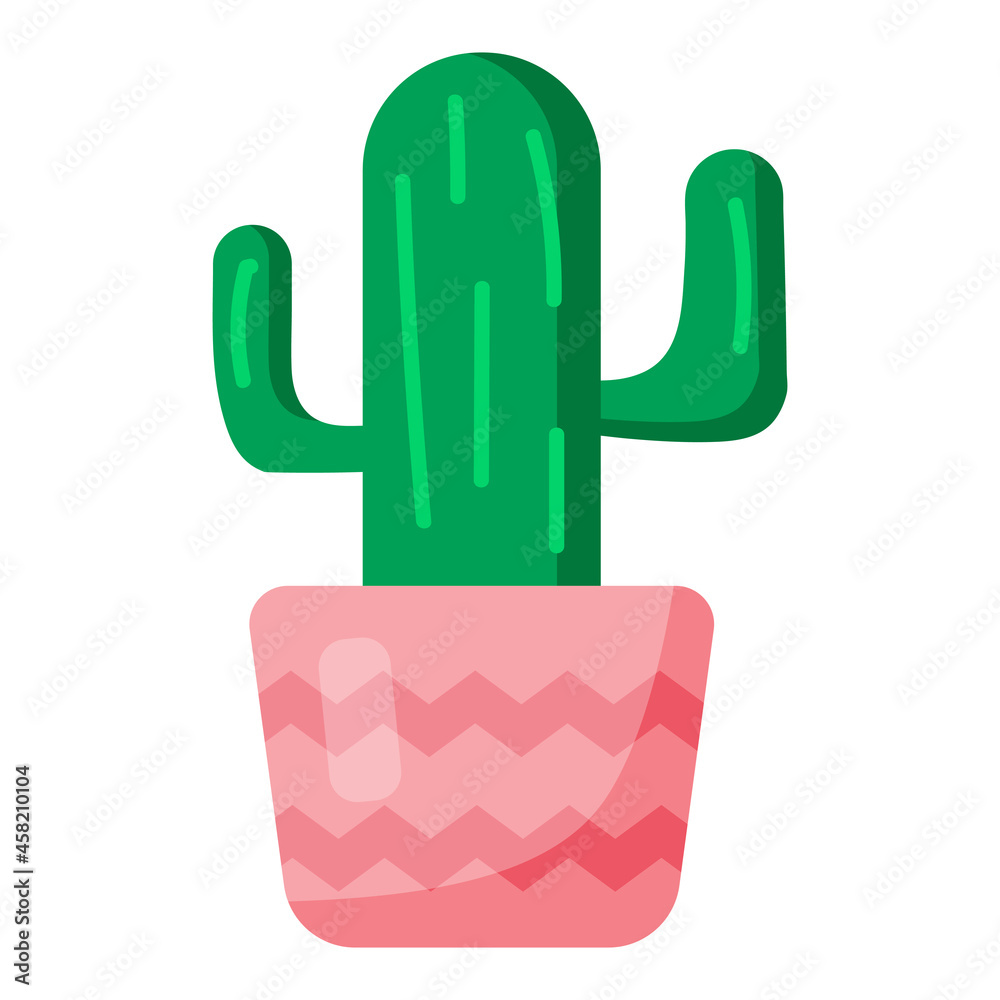 Cute cactus in pot, funny print in cartoon flat style. Home succulent plant illustration. Exotic and tropical plants. Print for books, planner, clothes, textile, design and decor Cute cactus in pot, funny print in cartoon flat style. Home succulent plant illustration. Exotic and tropical plants. Print for books, planner, clothes, textile, design and decor
