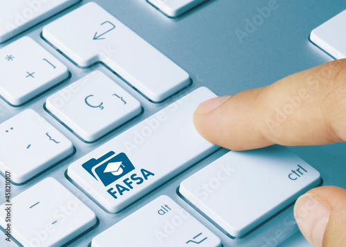FAFSA - Inscription on Blue Keyboard Key.