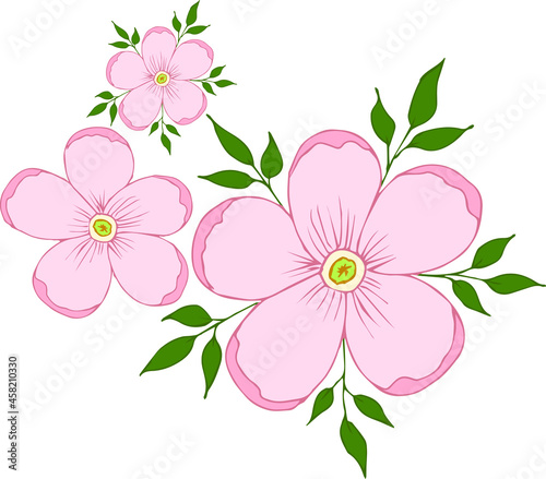 Vector pink flowers. For printing on fabric.