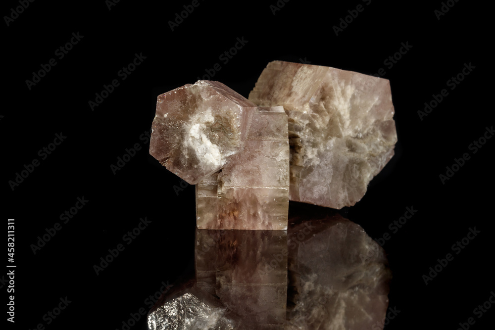 Macro mineral stone Aragonite on a black background