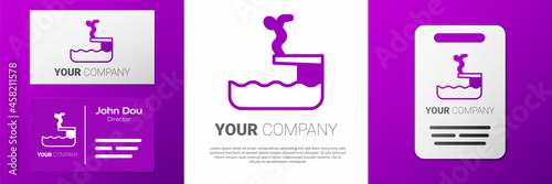 Logotype Swimmer diving into pool icon isolated on white background. Logo design template element. Vector