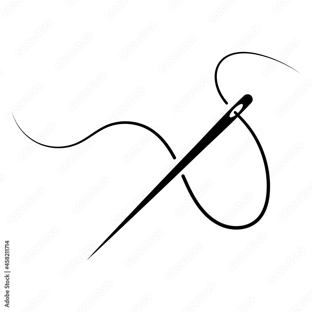 Wriggling thread around a sewing needle, the logo of a clothing atelier ...