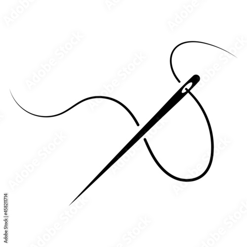 Wriggling thread around a sewing needle, the logo of a clothing atelier