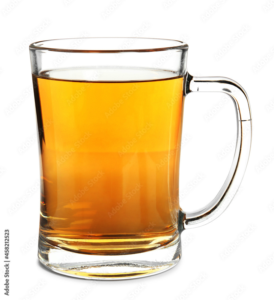Delicious apple cider in glass mug isolated on white Delicious apple cider in glass mug isolated on white