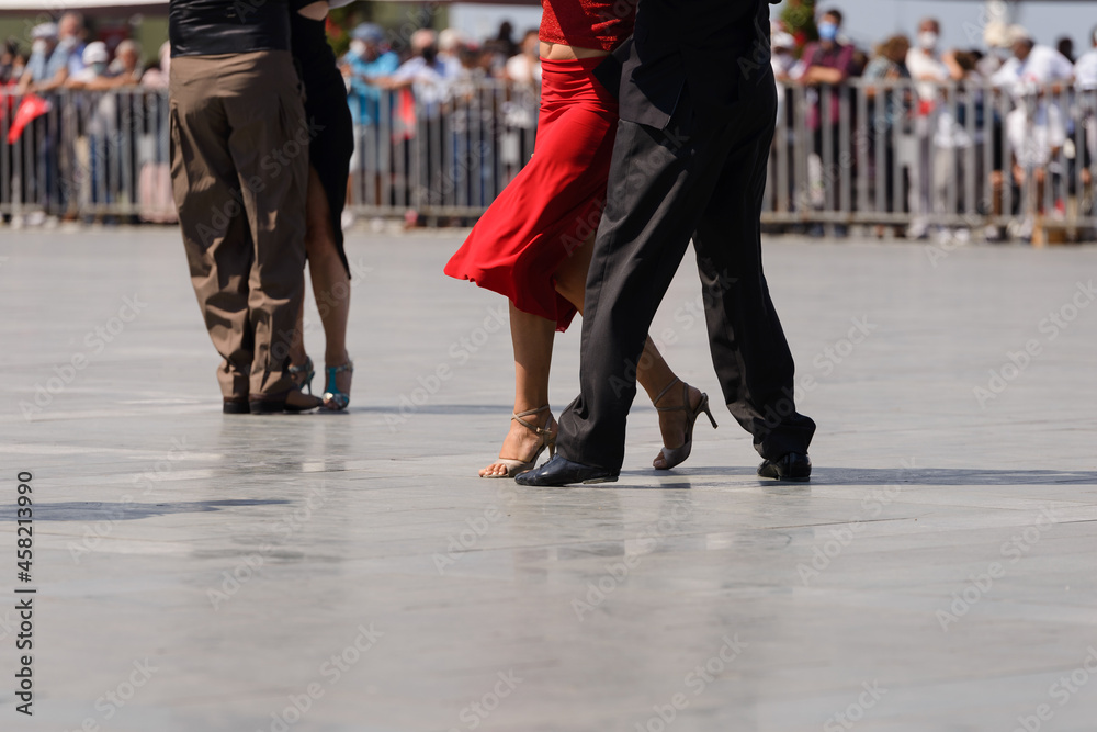Close up shot of Izmir Waltz dancing people to the feet Close up shot of Izmir Waltz dancing people to the feet