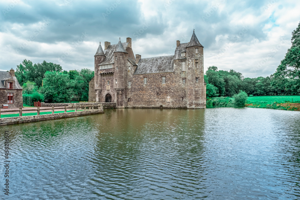 Small castle (chateau) with a little lake on Brittany France