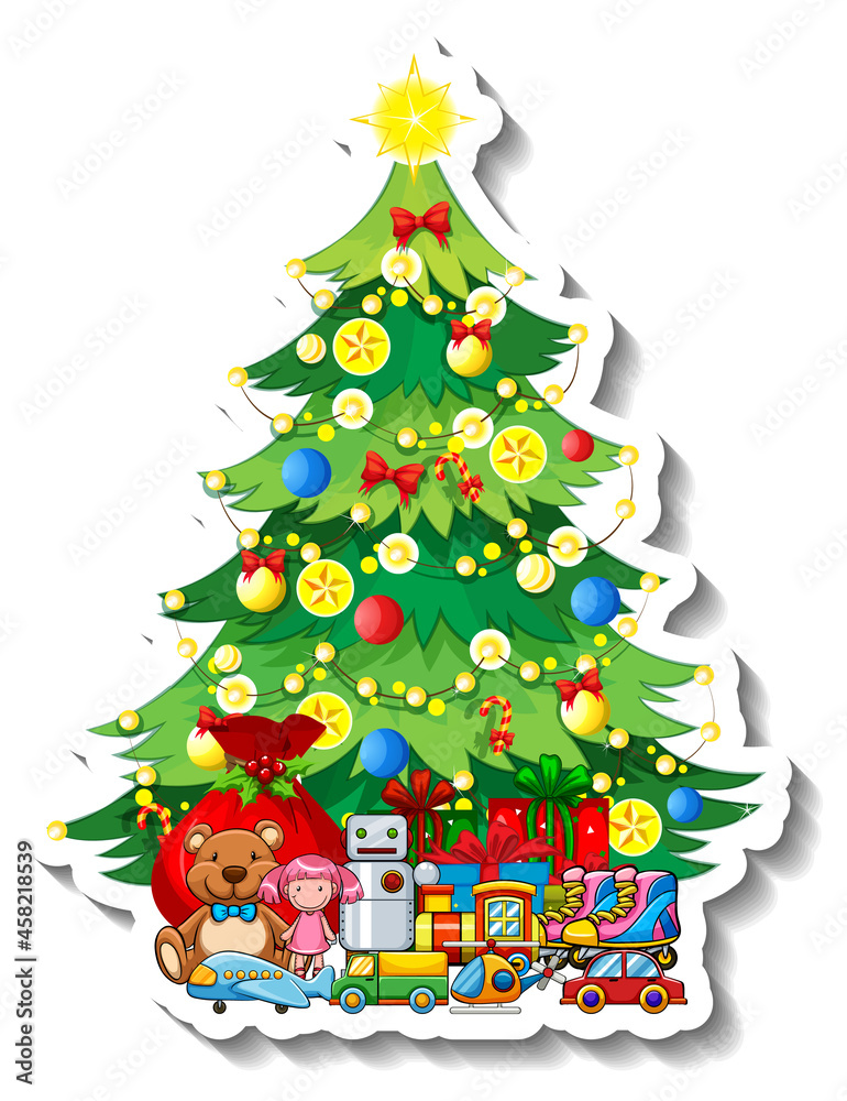 Naklejka premium A sticker template with Christmas tree isolated